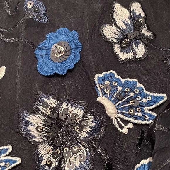 For Love & Lemons Black Embroidered Sequin BOTANIC Micro Mini Fit Flare Dress S - Picture 8 of 16